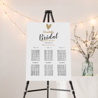 Minimalist Gold Bridal Shower Seating Chart Foam Board