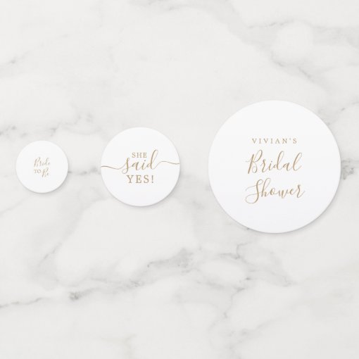 Minimalist Gold Bridal Shower Table Confetti | Zazzle