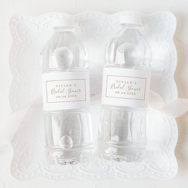 Minimalist Gold Bridal Shower Water Bottle Label (Creator Uploaded)