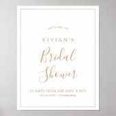 Minimalist Gold Bridal Shower Welcome Poster (Front)