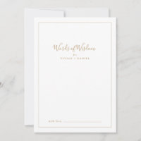 Minimalist Gold Bridal Shower Words of Wisdom Advice Card