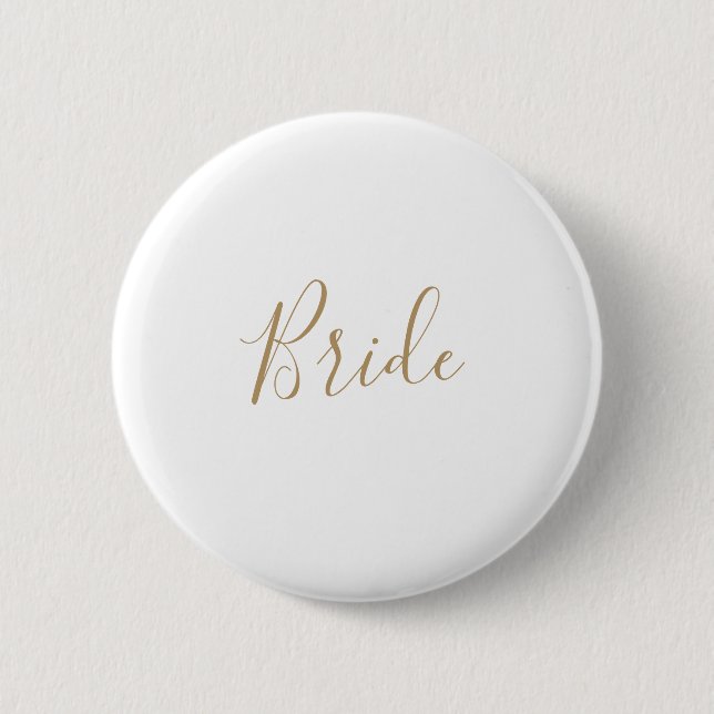 Minimalist Gold Bride Bridal Shower Button (Front)