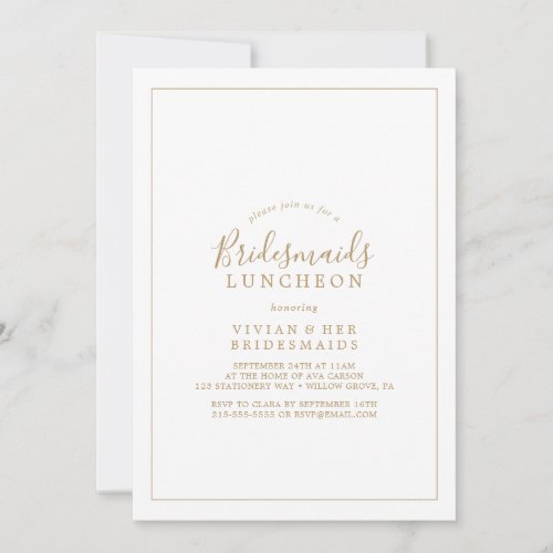 Minimalist Gold Bridesmaids Luncheon Invitation