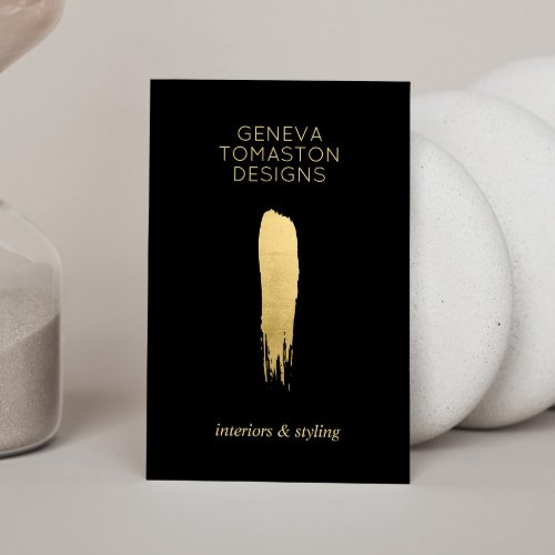 Minimalist Gold Brushstroke Designer Logo Business Card