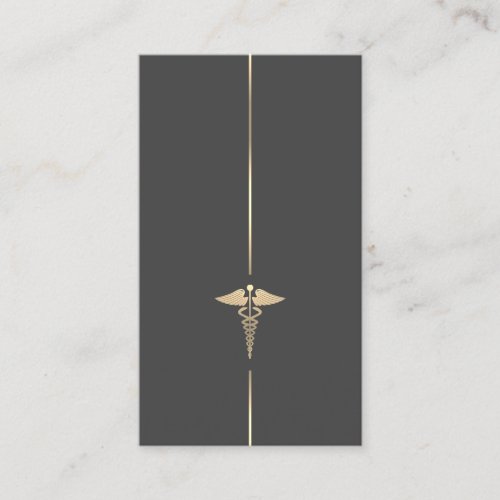 Minimalist Gold Caduceus Symbol Business Card