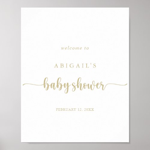 Minimalist Gold Calligraphy Baby Shower Welcome  Poster