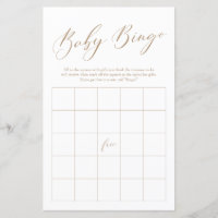 Minimalist Gold Calligraphy Bingo Baby Shower Game