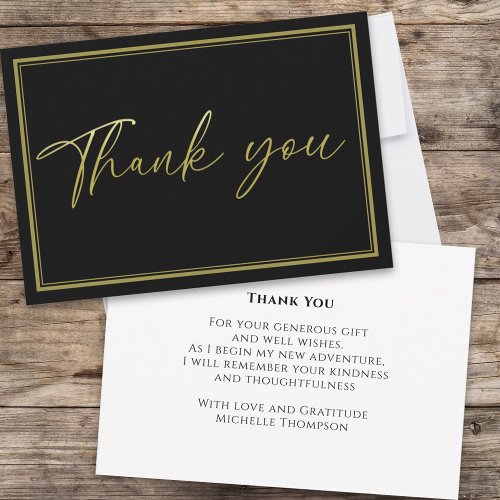 Minimalist Gold Calligraphy Black Simple Thank You
