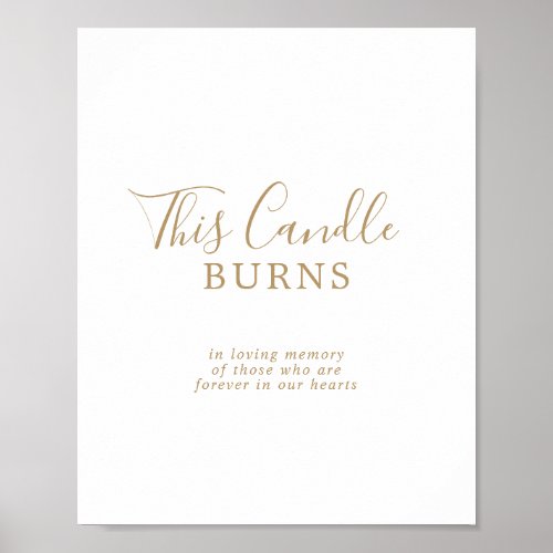 Minimalist Gold Candle Burns Wedding Memorial Sign