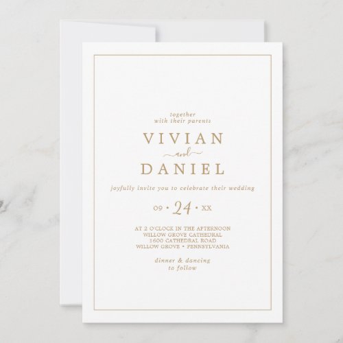 Minimalist Gold Casual Wedding Invitation