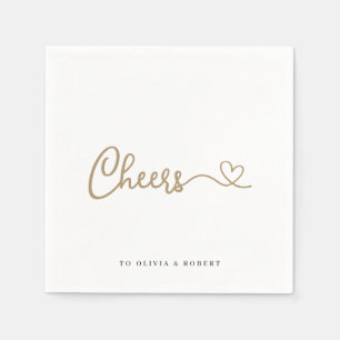 Minimalist Gold Cheers Wedding Shower Napkins