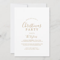 Minimalist Gold Christmas Party Typography Invitation