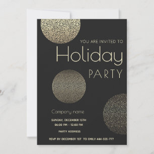 Minimalist Gold circles corporate Holiday party Invitation