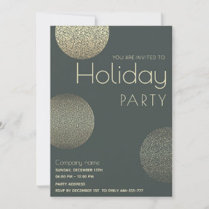 Minimalist Gold circles corporate Holiday party Invitation