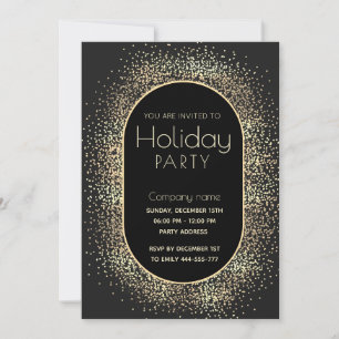 Minimalist Gold confetti corporate Holiday party Invitation