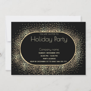 Minimalist Gold confetti corporate Holiday party Invitation
