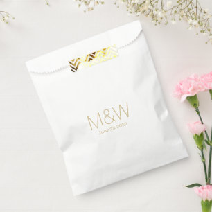 Minimalist gold custom monogram date elegant chic favor bag