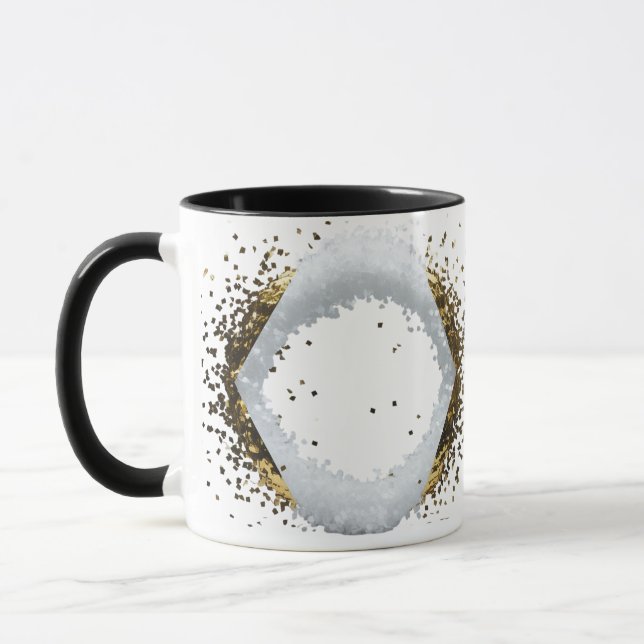 Minimalist Gold Diamond Frame White Confetti Combo Mug (Left)