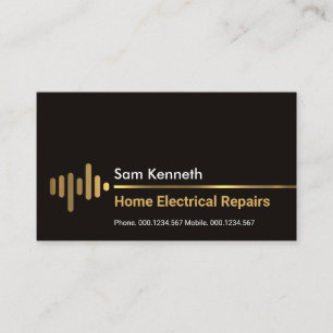 Minimalist Gold Electric Wave Electrician Business Card