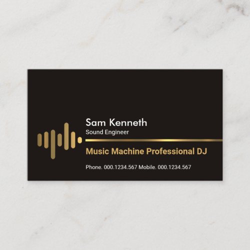 Minimalist Gold Electric Wave Sound Engineer Business Card