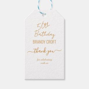 Minimalist gold elegant typography birthday party gift tags