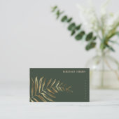 Minimalist Gold Faux Foil Foliage Business Card (Standing Front)