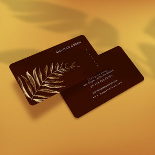 Minimalist Gold Faux Foil Foliage Business Card