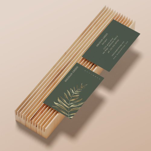 Minimalist Gold Faux Foil Foliage Business Card
