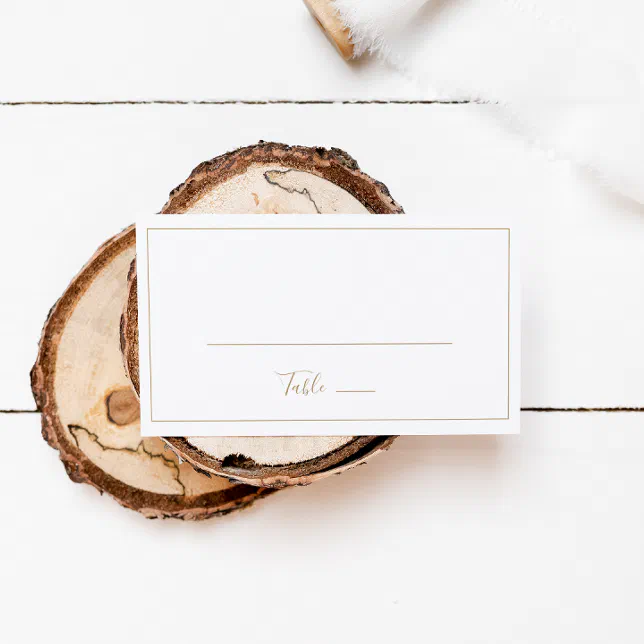 Minimalist Gold Flat Wedding Place Card | Zazzle