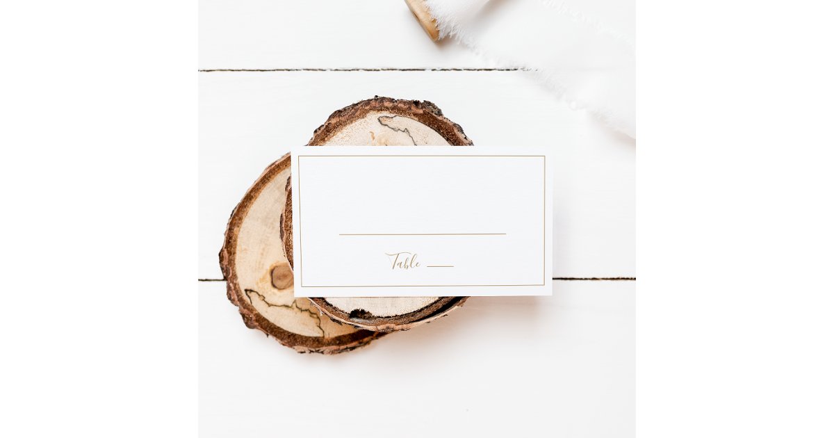 Minimalist Gold Flat Wedding Place Card | Zazzle