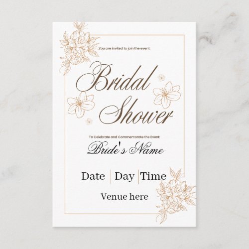 Minimalist Gold Floral Bridal Shower Invitation