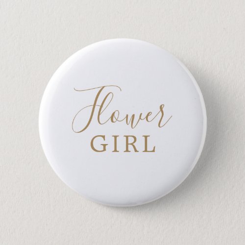 Minimalist Gold Flower Girl Bridal Shower Button