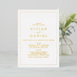 Minimalist Gold Foil All In One Wedding Invitation