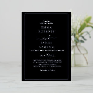 Minimalist Gold Foil   Black Casual Wedding  Foil Invitation