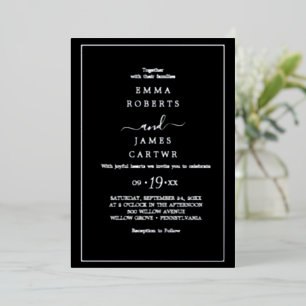 Minimalist Gold Foil Black Casual Wedding Invitation
