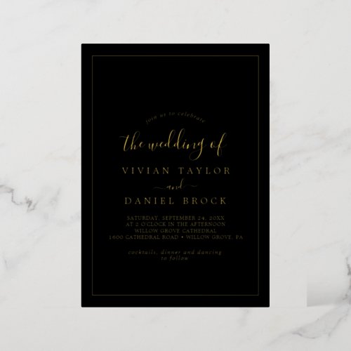 Minimalist Gold Foil  Black The Wedding Of Foil Invitation