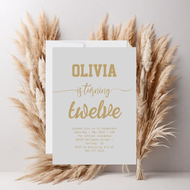 Minimalist Gold Foil Calligraphy Birthday Party Invitation (Creator Uploaded)