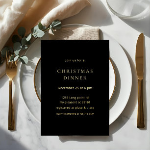 Minimalist Gold Foil Christmas Dinner Invitation