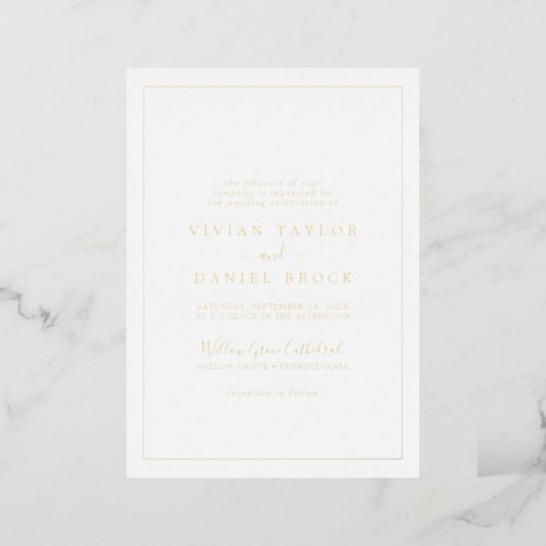 Minimalist Gold Foil Formal Wedding  Foil Invitation