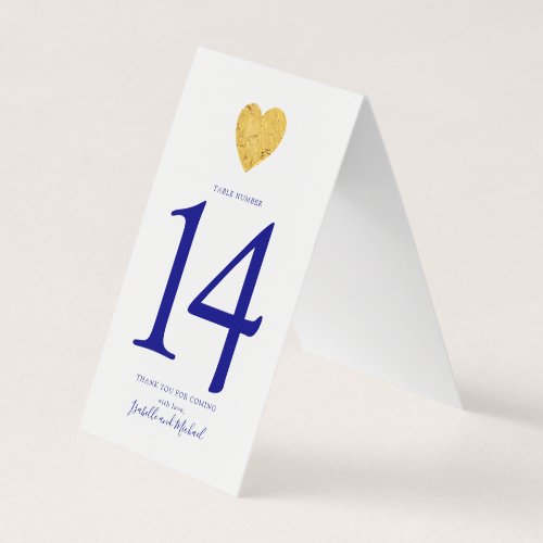 Minimalist Gold Foil Heart Wedding Table Number