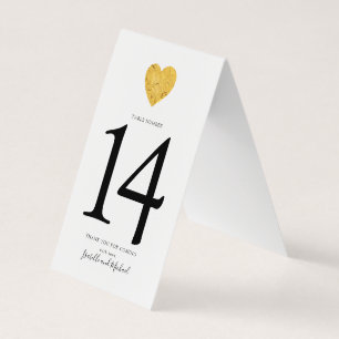 Minimalist Gold Foil Heart Wedding Table Number