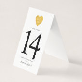 Minimalist Gold Foil Heart WeddingTable Number (Front)