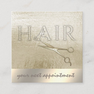 Minimalist gold foil scissors HAIR Appointment Card