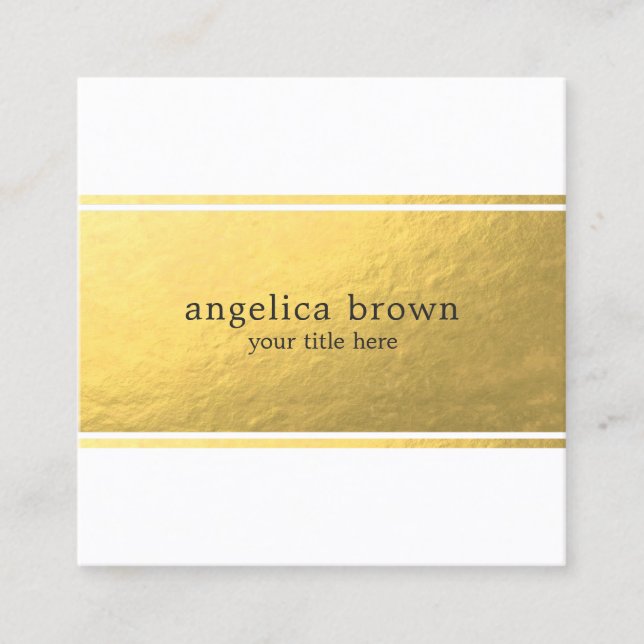 Minimalist Gold Foil Square Business Card (Front)