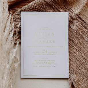 Minimalist Gold Foil Styled Date Wedding Invitation