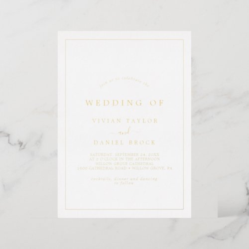 Minimalist Gold Foil Typography The Wedding Of  Foil Invitation