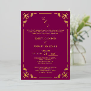 Minimalist gold foil wedding invitation
