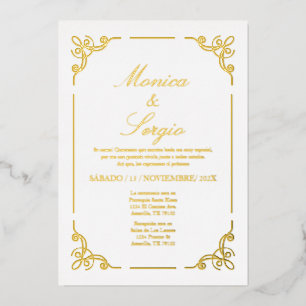 Minimalist gold foil wedding  invitation