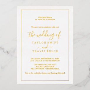 Minimalist Gold Foil Wedding with Photo Invitation