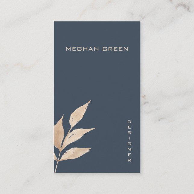Minimalist Gold Foliage Business Card (Front)